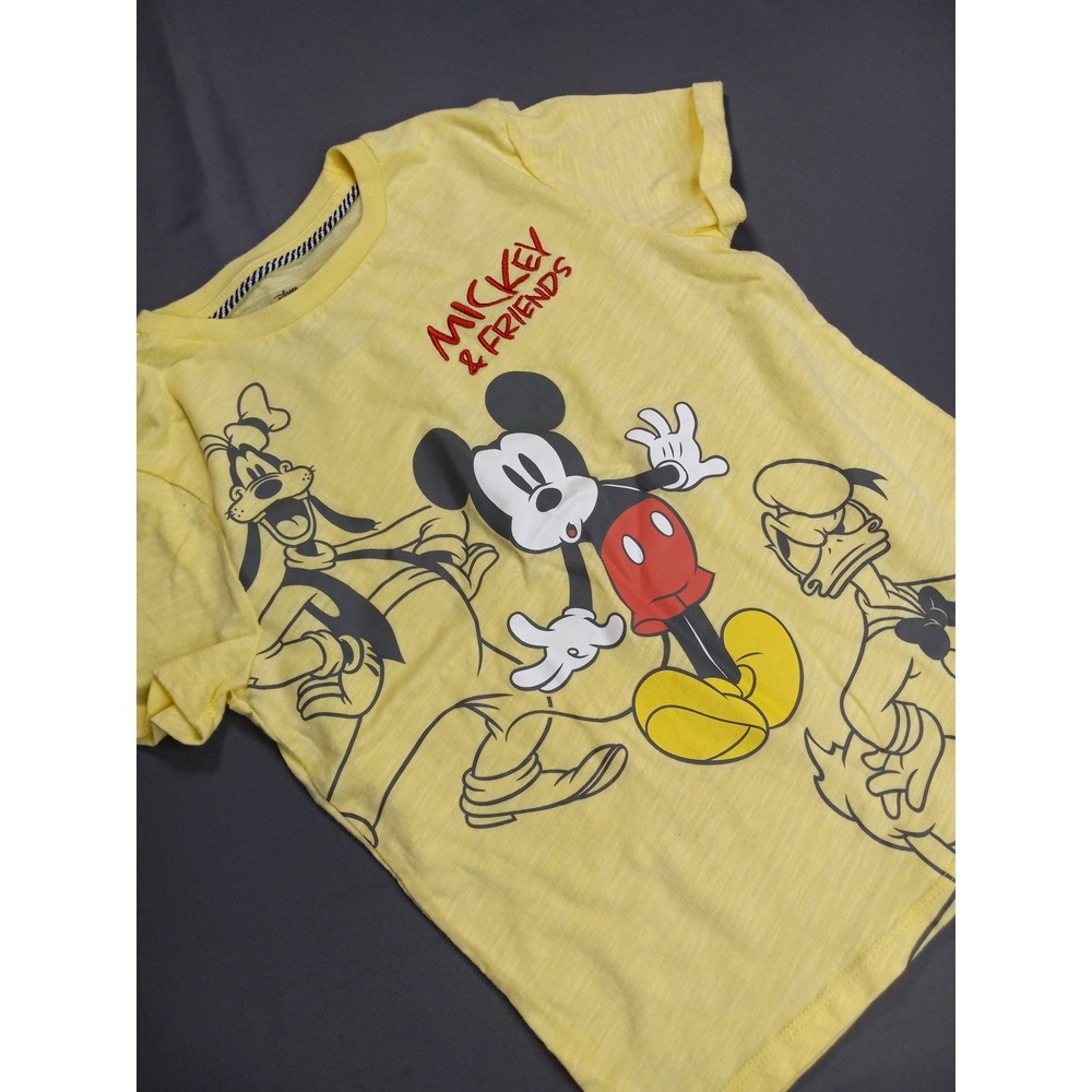 Disney Mickey & Friends Kids Yellow Graphic T-Shirt Size Small